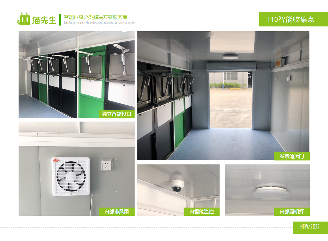 貓先生智能垃圾分類房，定時定點垃圾收集站 ，垃圾房內(nèi)部配置